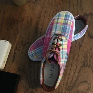 Ralph Lauren plaid sneakers. Size 7